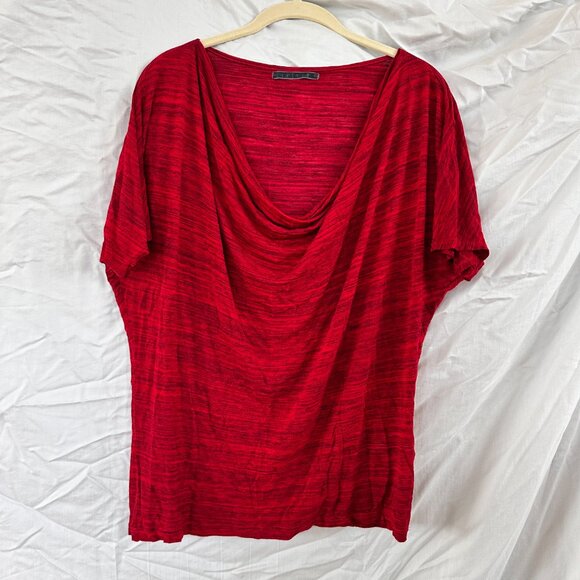Velvet by Graham & Spencer - Red Drape Neck Blouse - Size L - Picture 2 of 7